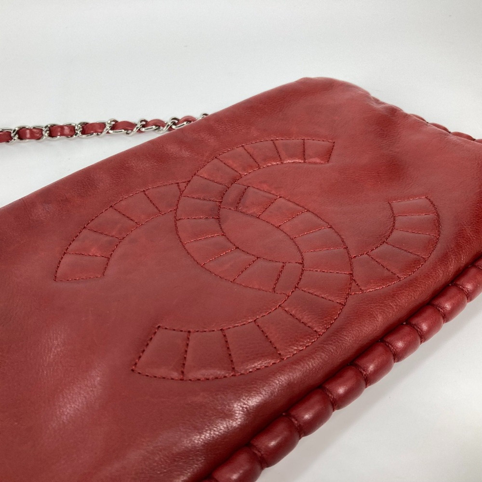 Chanel Classic Quilted Chain Bag  Red Leather