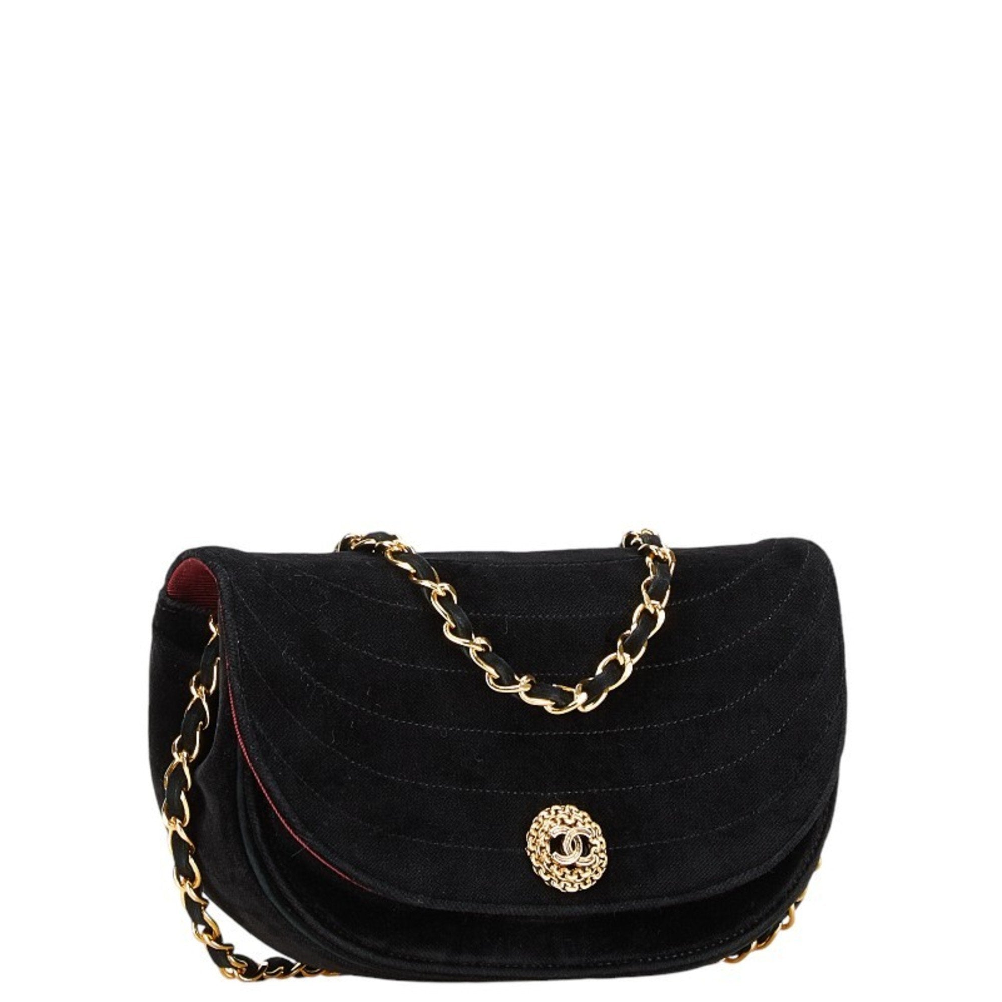 Chanel Velvet Quilted Shoulder Bag Classic Flap