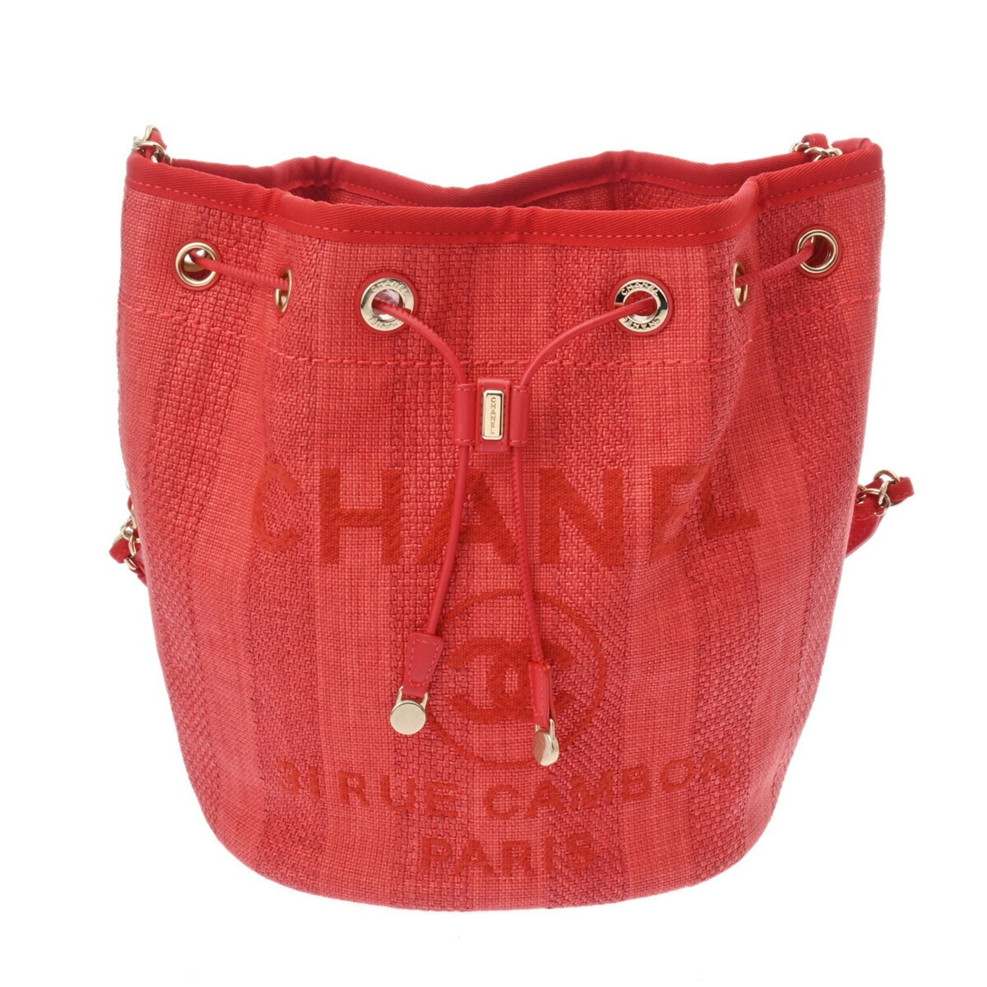 Chanel Raffia Bucket Bag Red Raffia Style