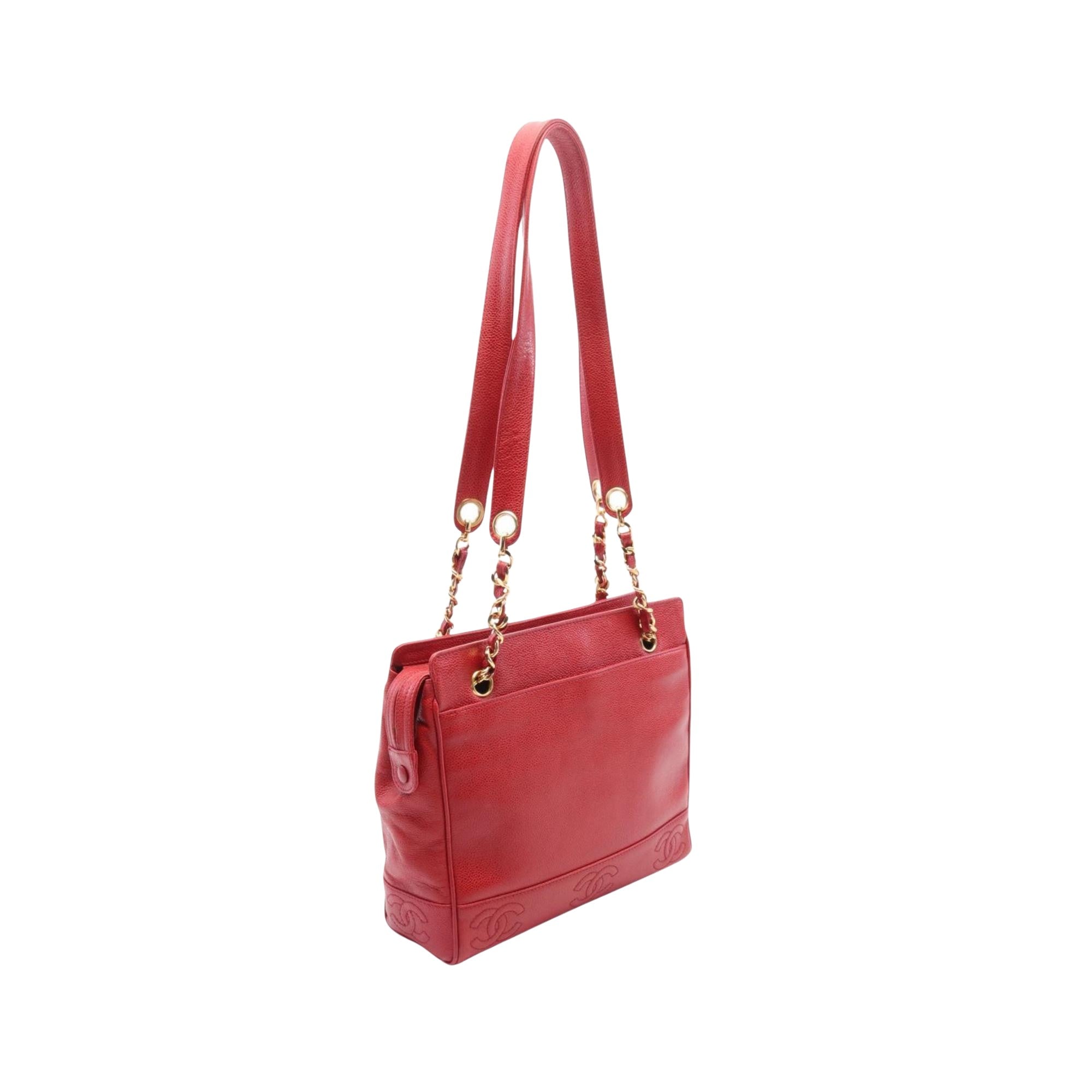 Chanel Red Caviar Leather Shoulder Bag
