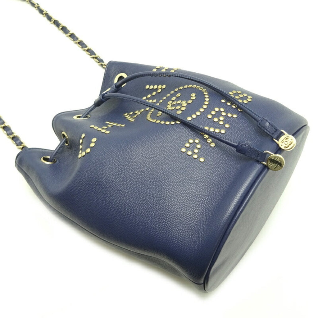 Chanel tudded Bucket Bag Dark Blue