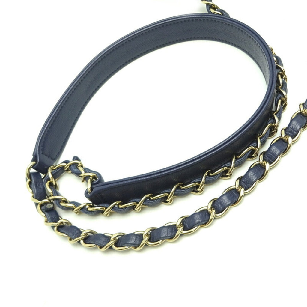 Chanel tudded Bucket Bag Dark Blue