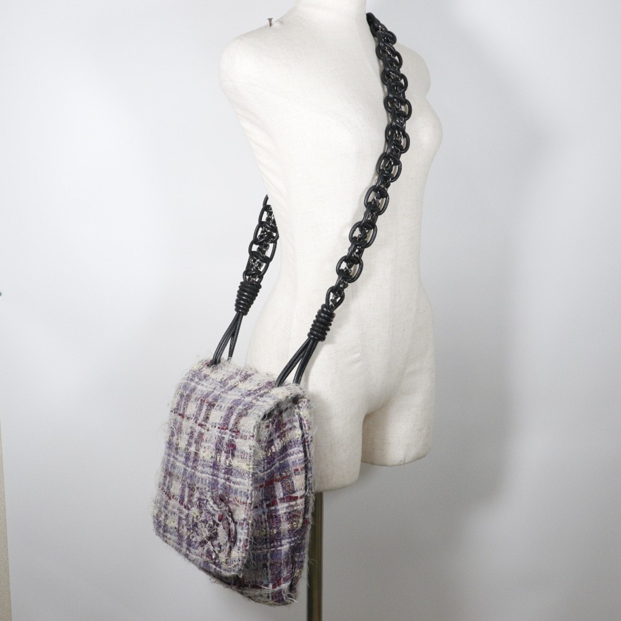 Chanel Tweed Shoulder Bag Chain Strap