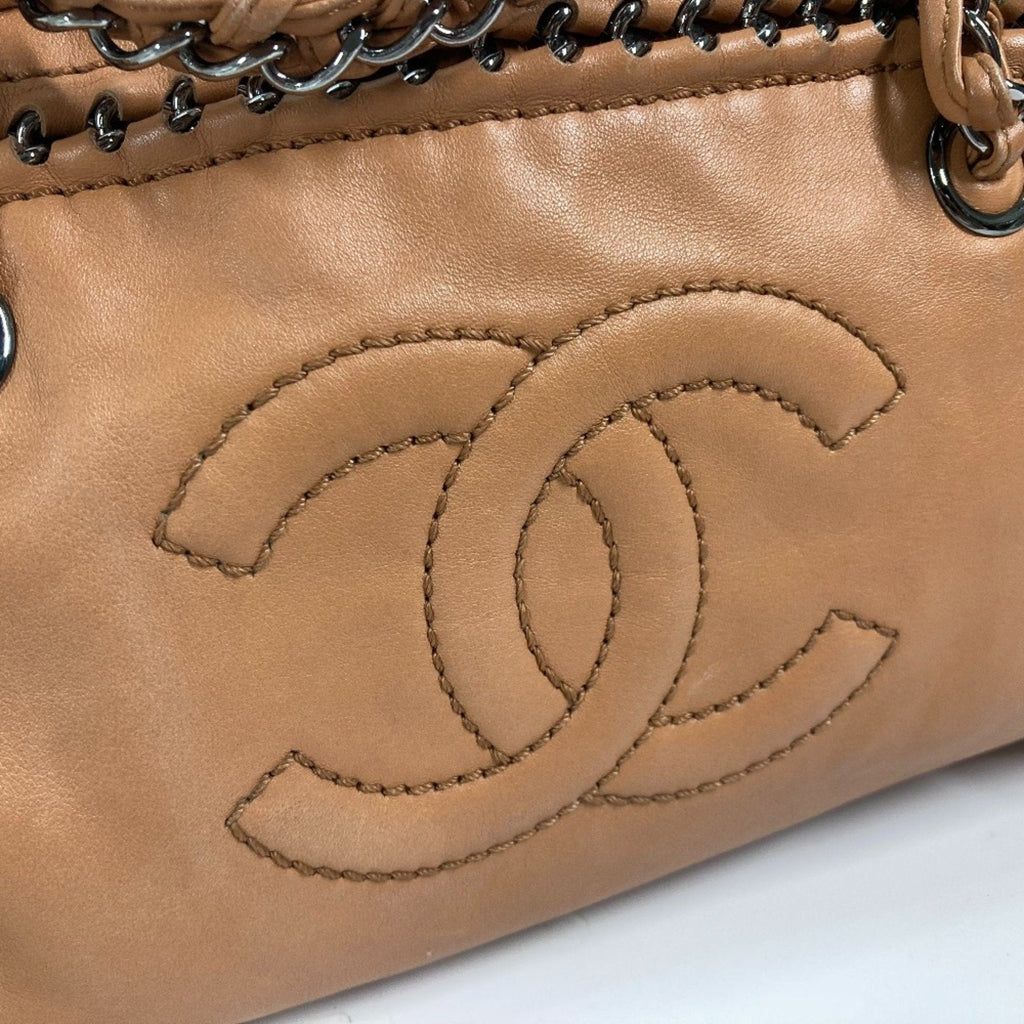Chanel Calfskin Quilted Leather Shoulder Bag Chain Trim