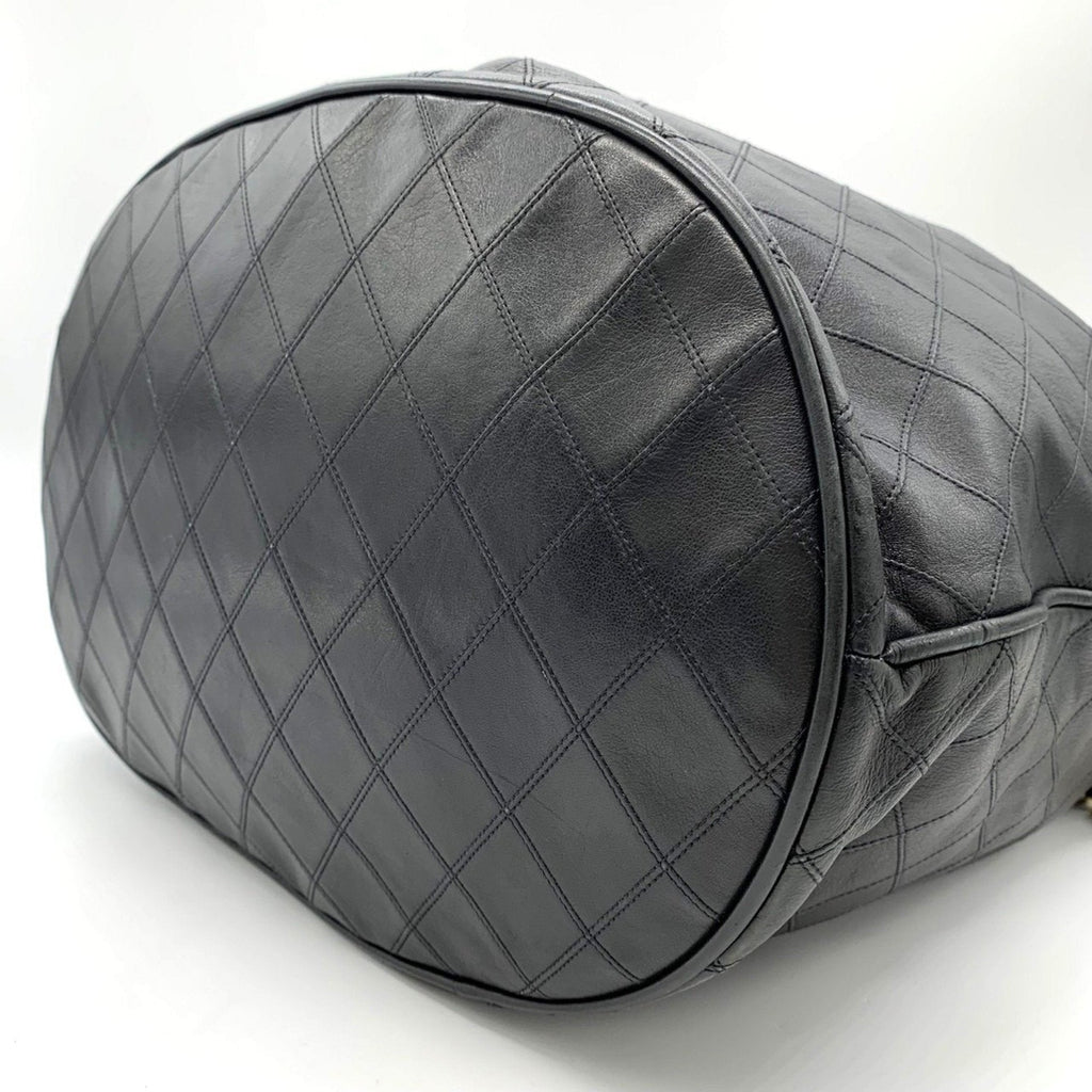 Chanel Quilted Leather Bucket Bag Drawstring Chain