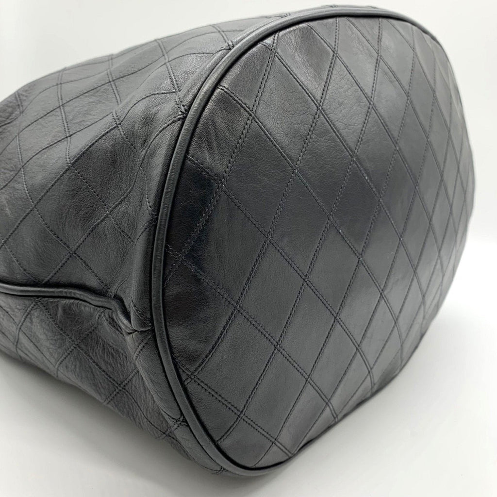 Chanel Quilted Leather Bucket Bag Drawstring Chain