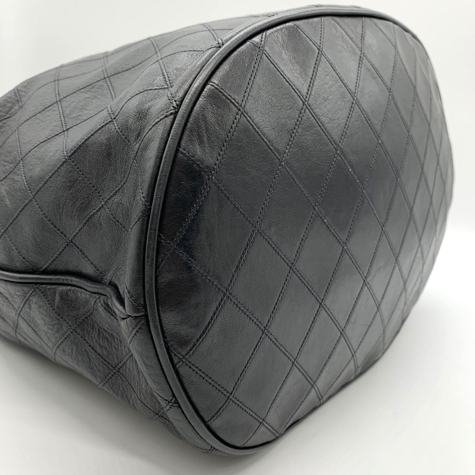 Chanel Quilted Leather Bucket Bag Drawstring Chain