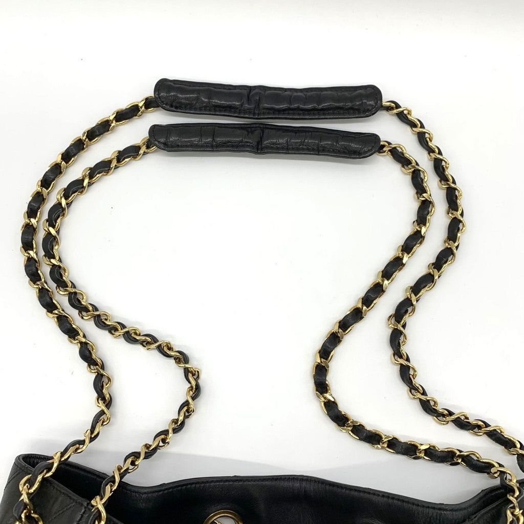 Chanel Quilted Leather Bucket Bag Drawstring Chain