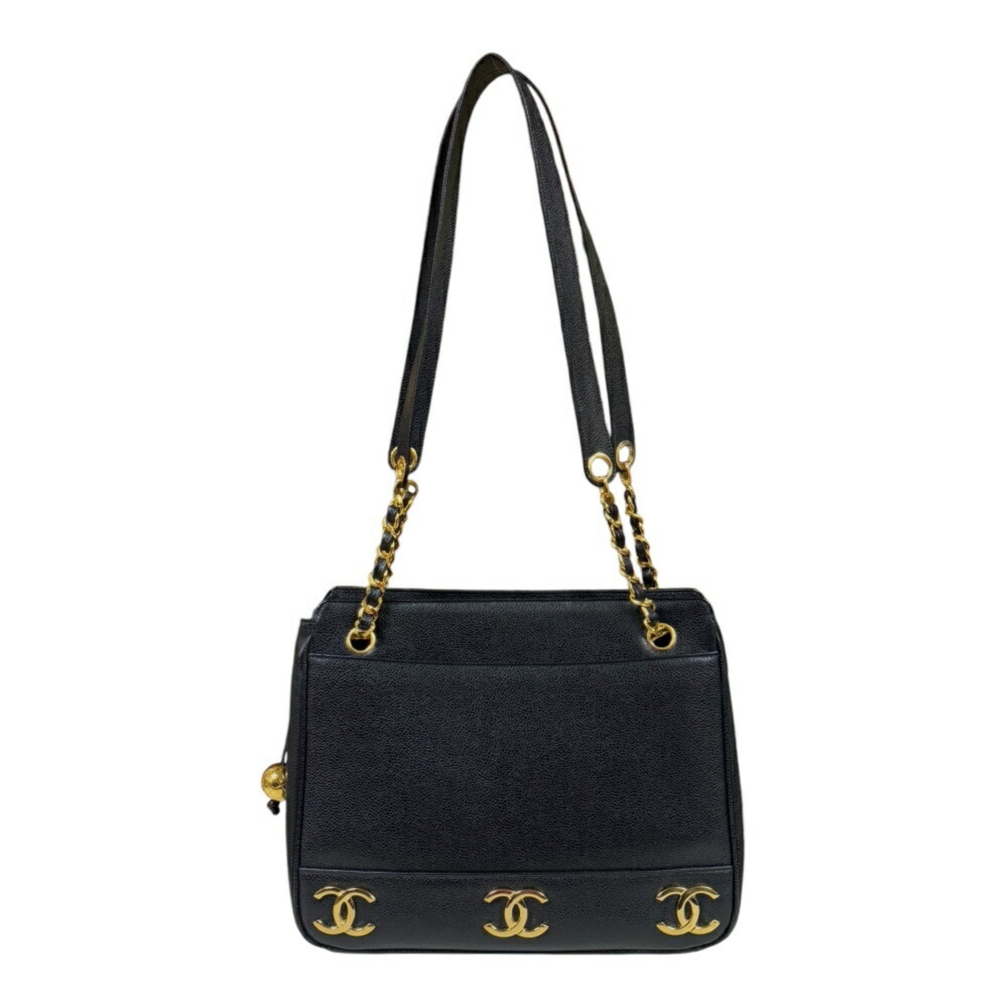 Chanel Caviar Leather Shoulder Bag Black