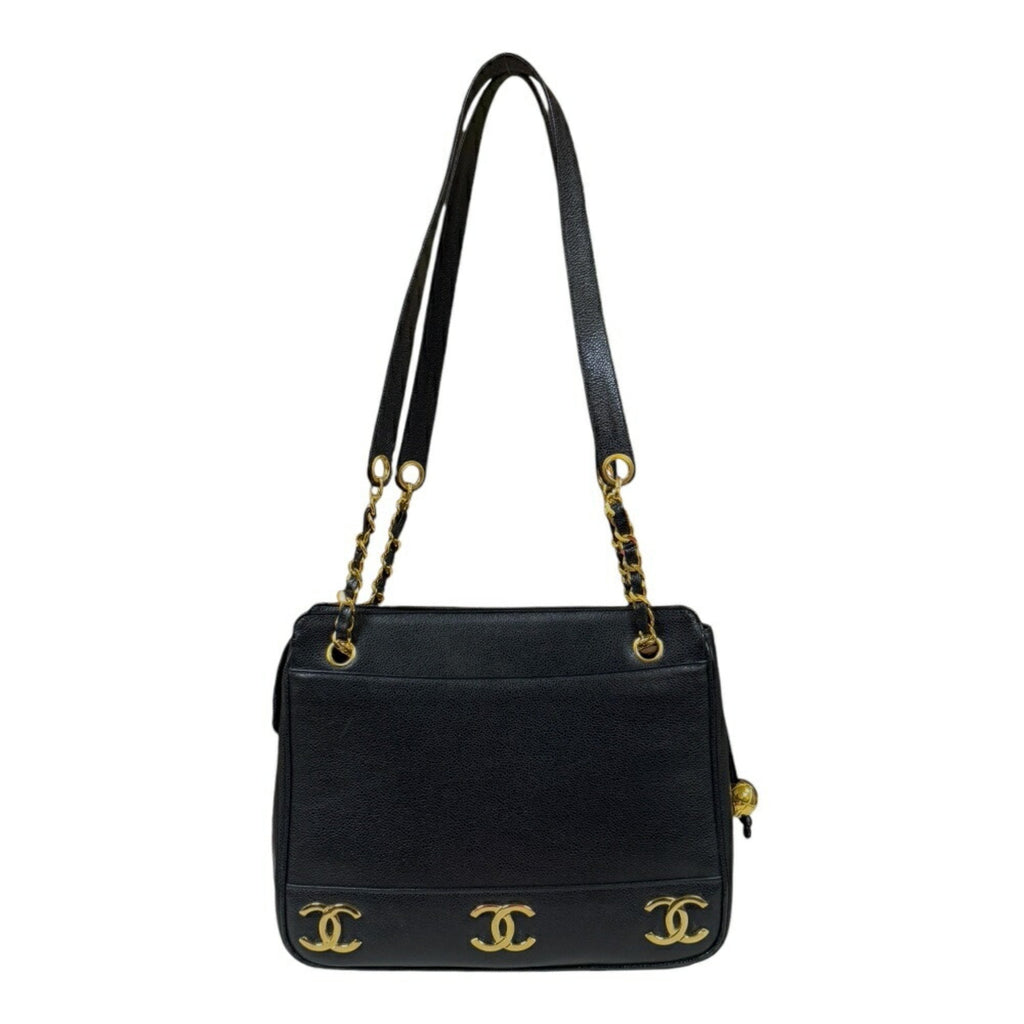 Chanel Caviar Leather Shoulder Bag Black