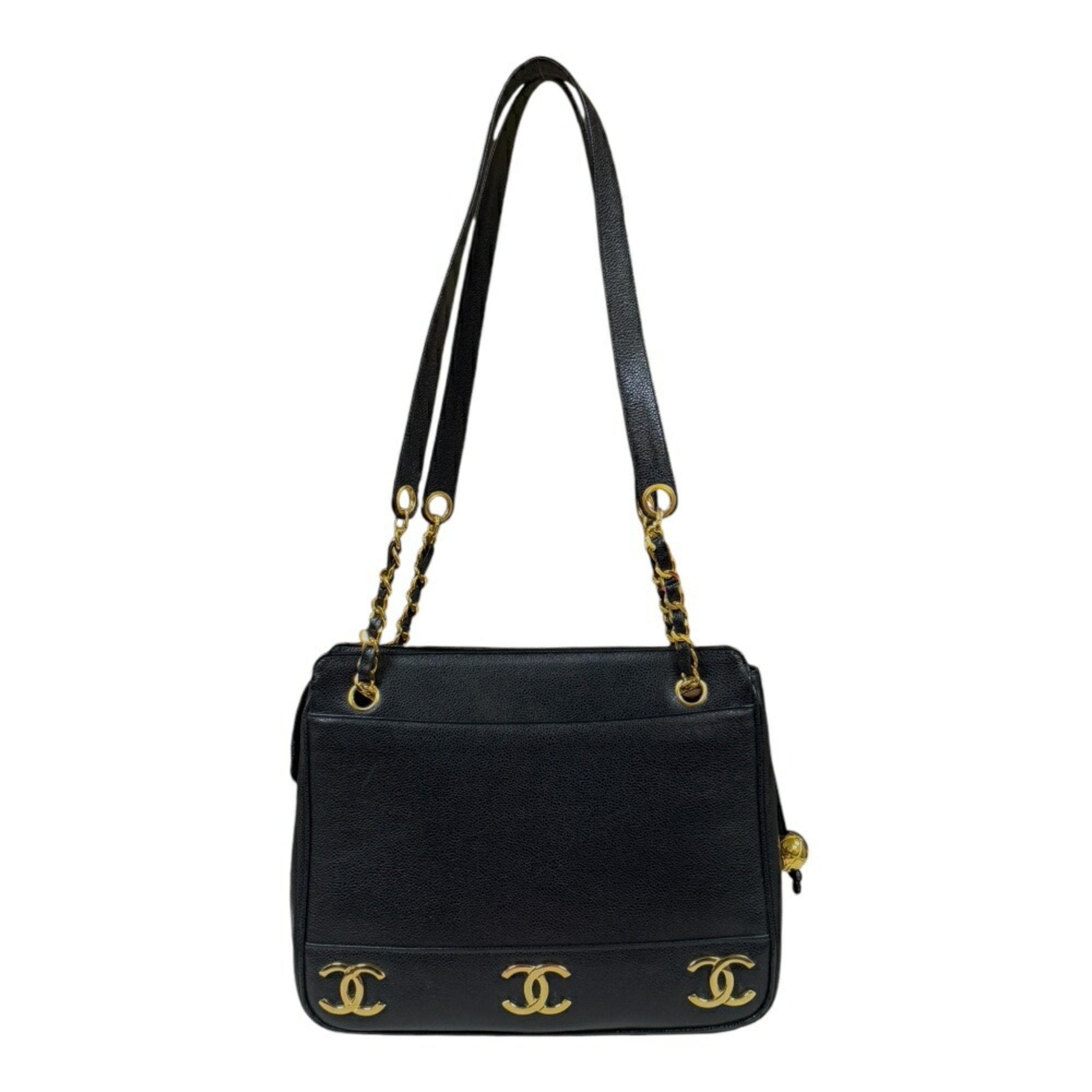 Chanel Caviar Leather Shoulder Bag Black