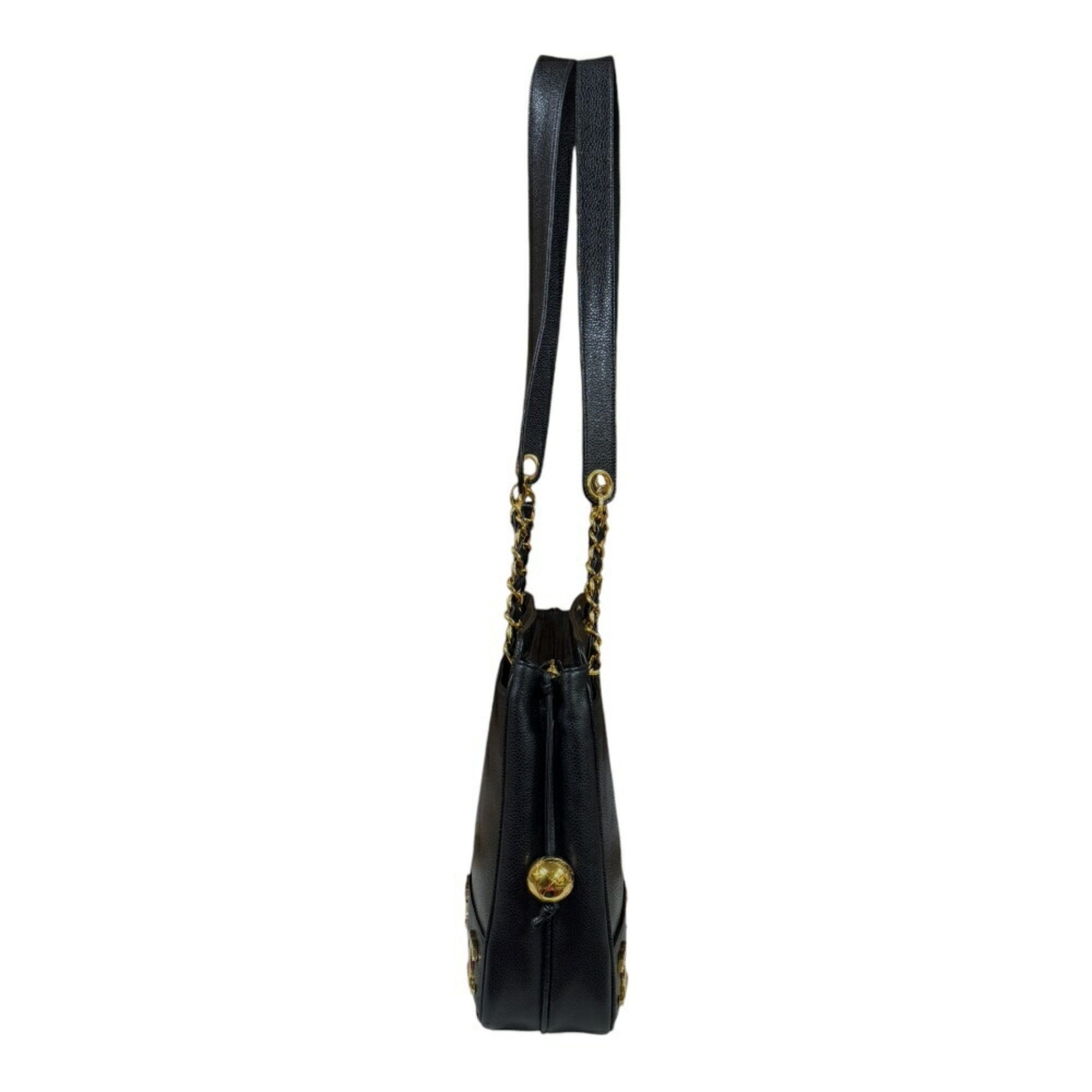Chanel Caviar Leather Shoulder Bag Black