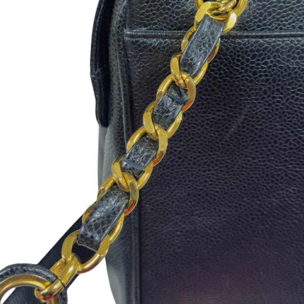 Chanel Caviar Leather Shoulder Bag Black