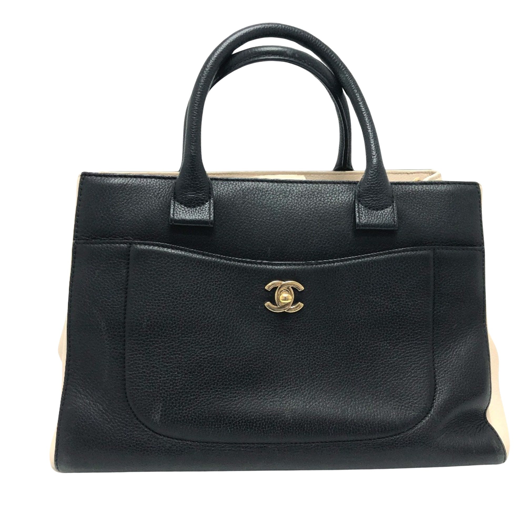 Chanel hopping Tote Bag Black  Beige