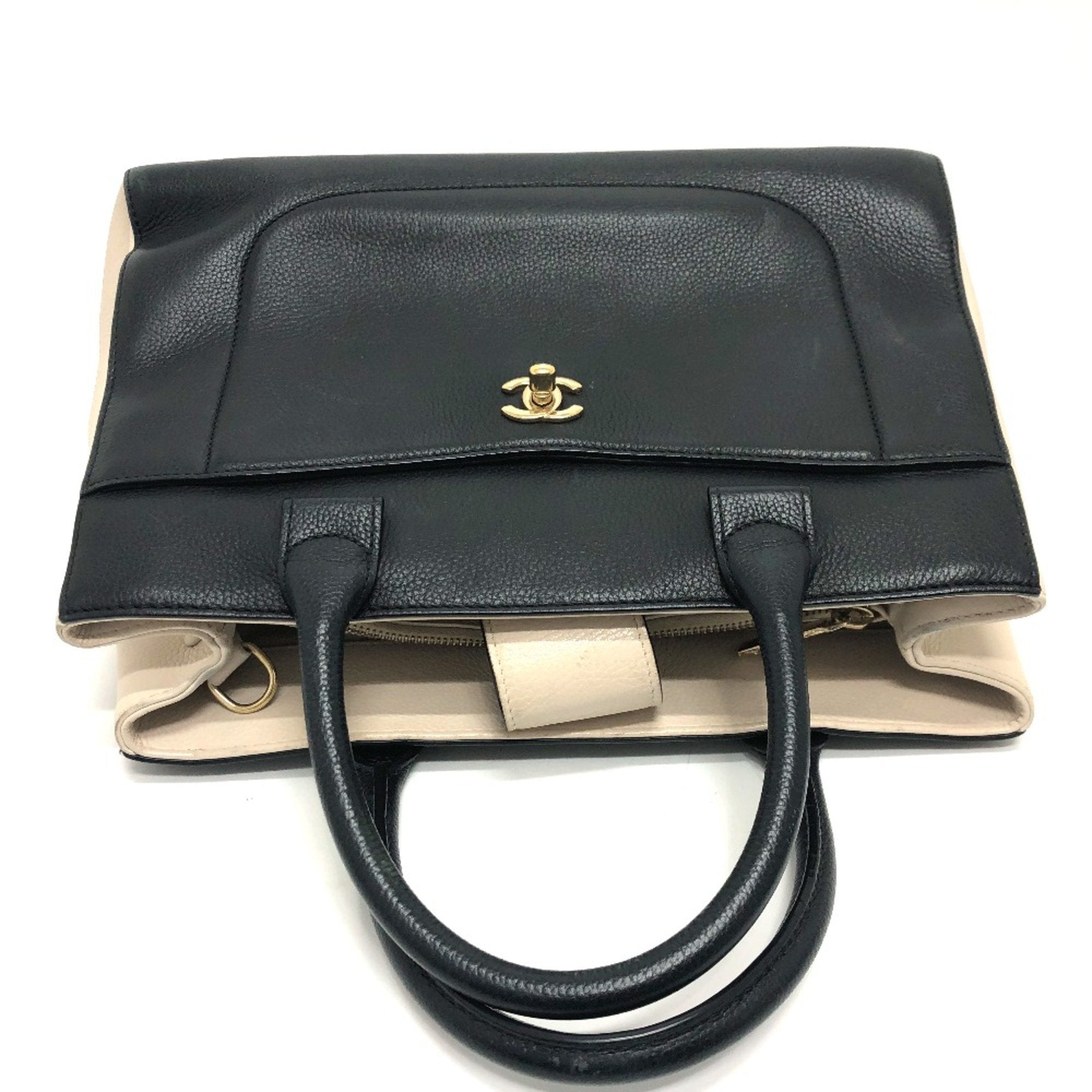 Chanel hopping Tote Bag Black  Beige