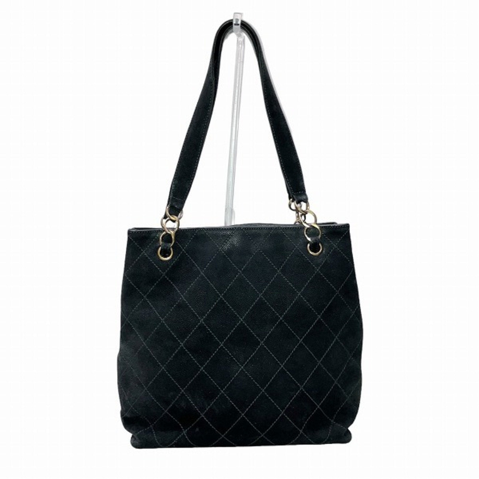 Chanel Classic Quilted Tote Suede Shoulder Bag