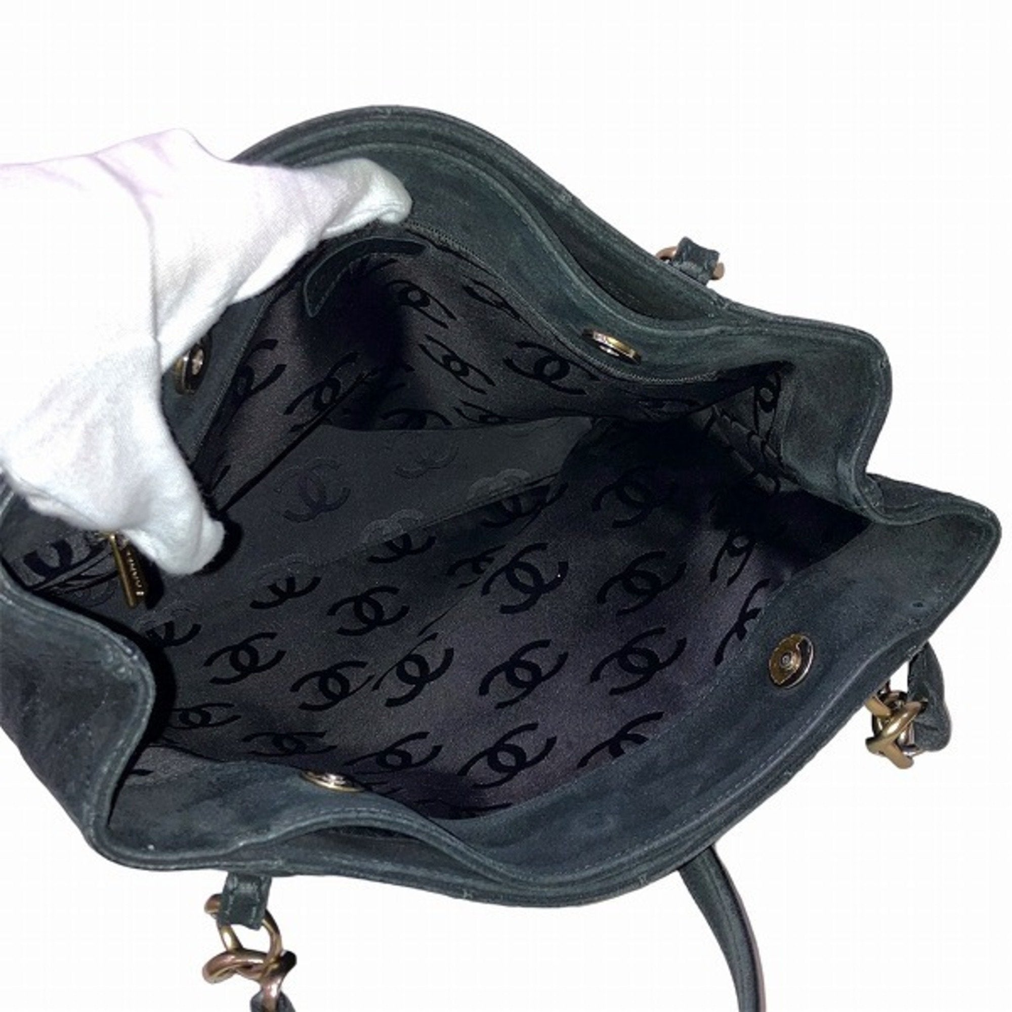 Chanel Classic Quilted Tote Suede Shoulder Bag