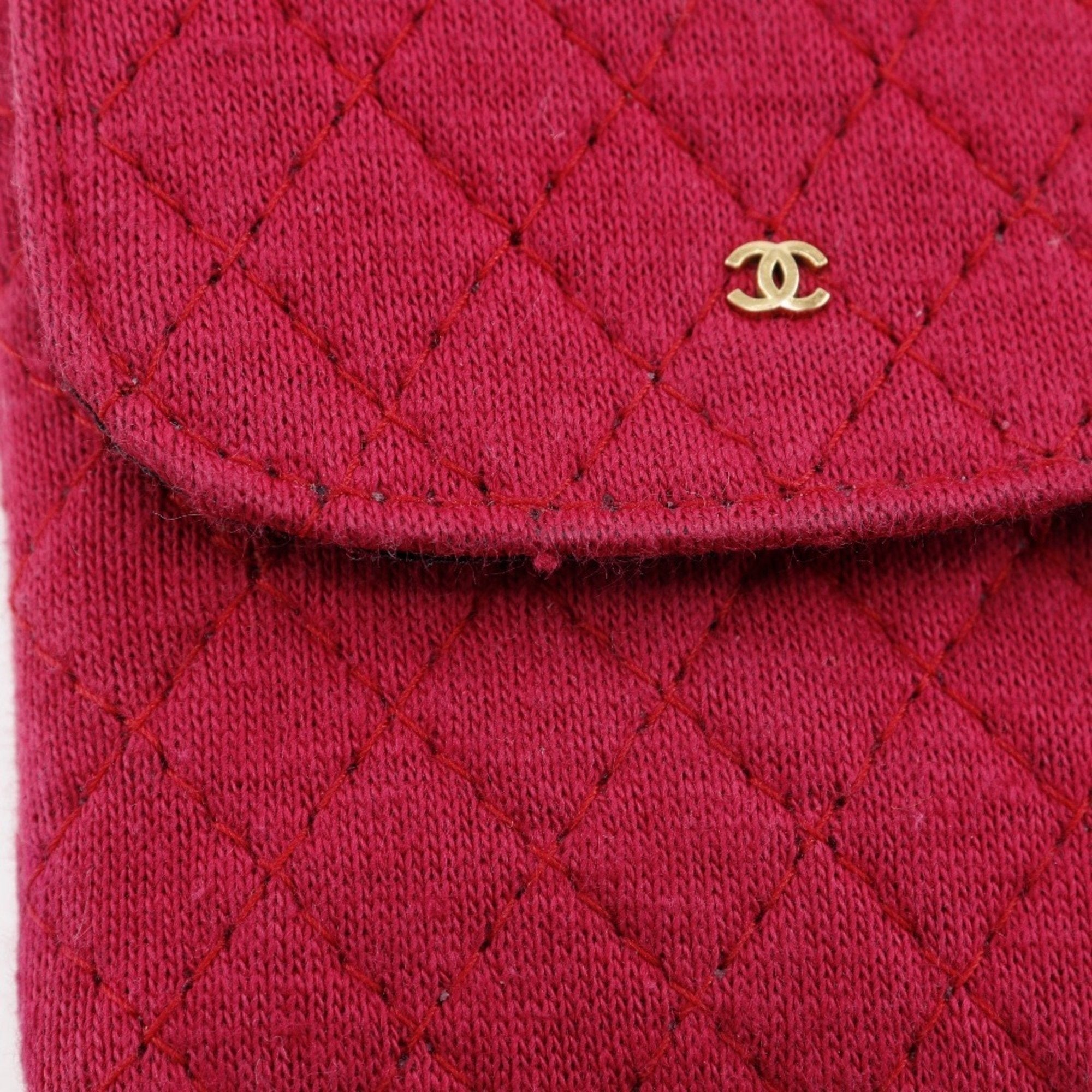 Chanel Quilted Chain Bag  Red Knit