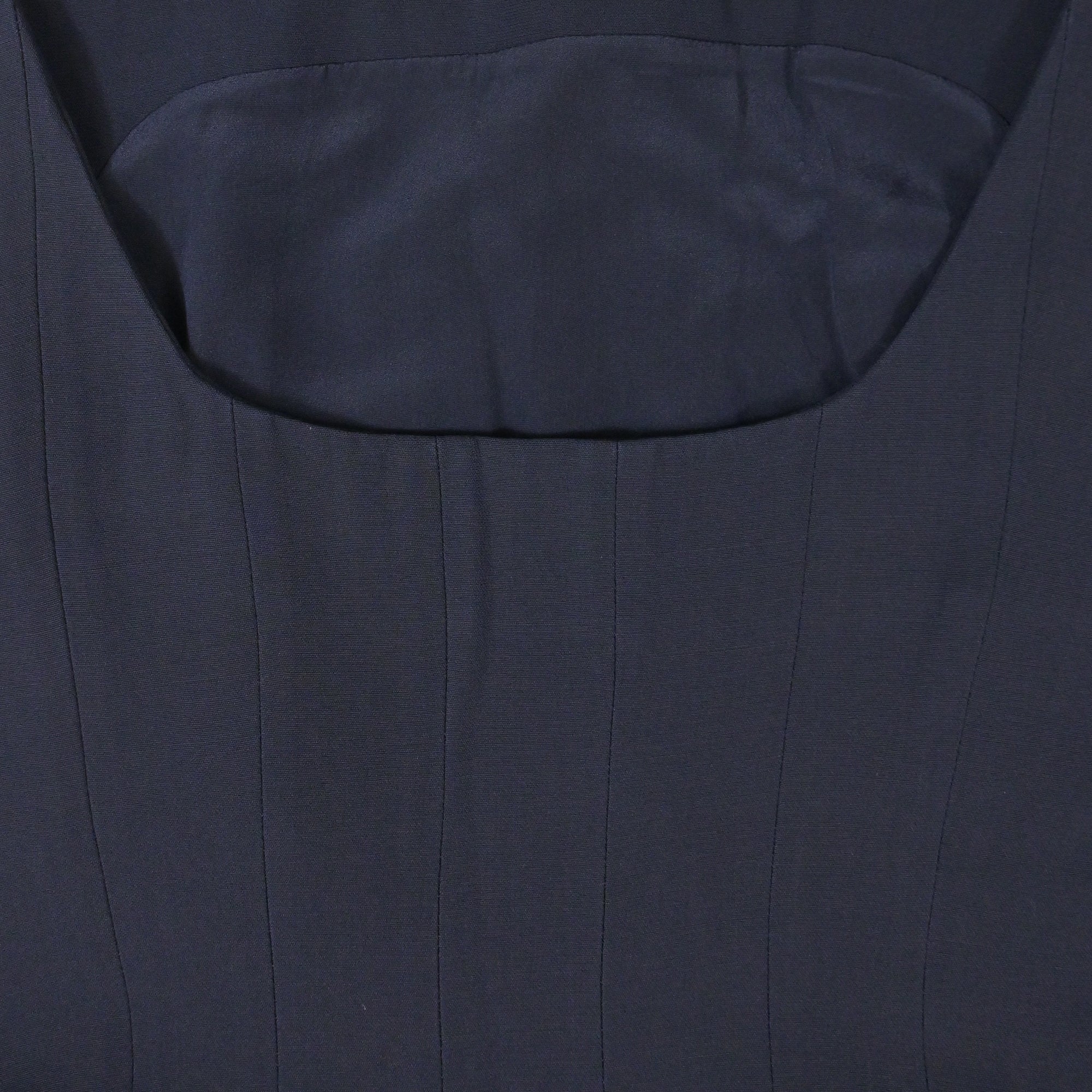 Christian Dior Panelled Square-Neck Mini Sleeveless Flare Dress in Navy Blue Viscose