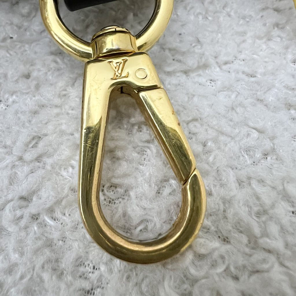 LV Over The Moon Bag in Black Bubblegram Calfskin and GHW with Canvas Strap and Chain Strap