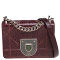 Dior Burgundy Ceramic Effect Leather Diorama Club Shoulder Bag