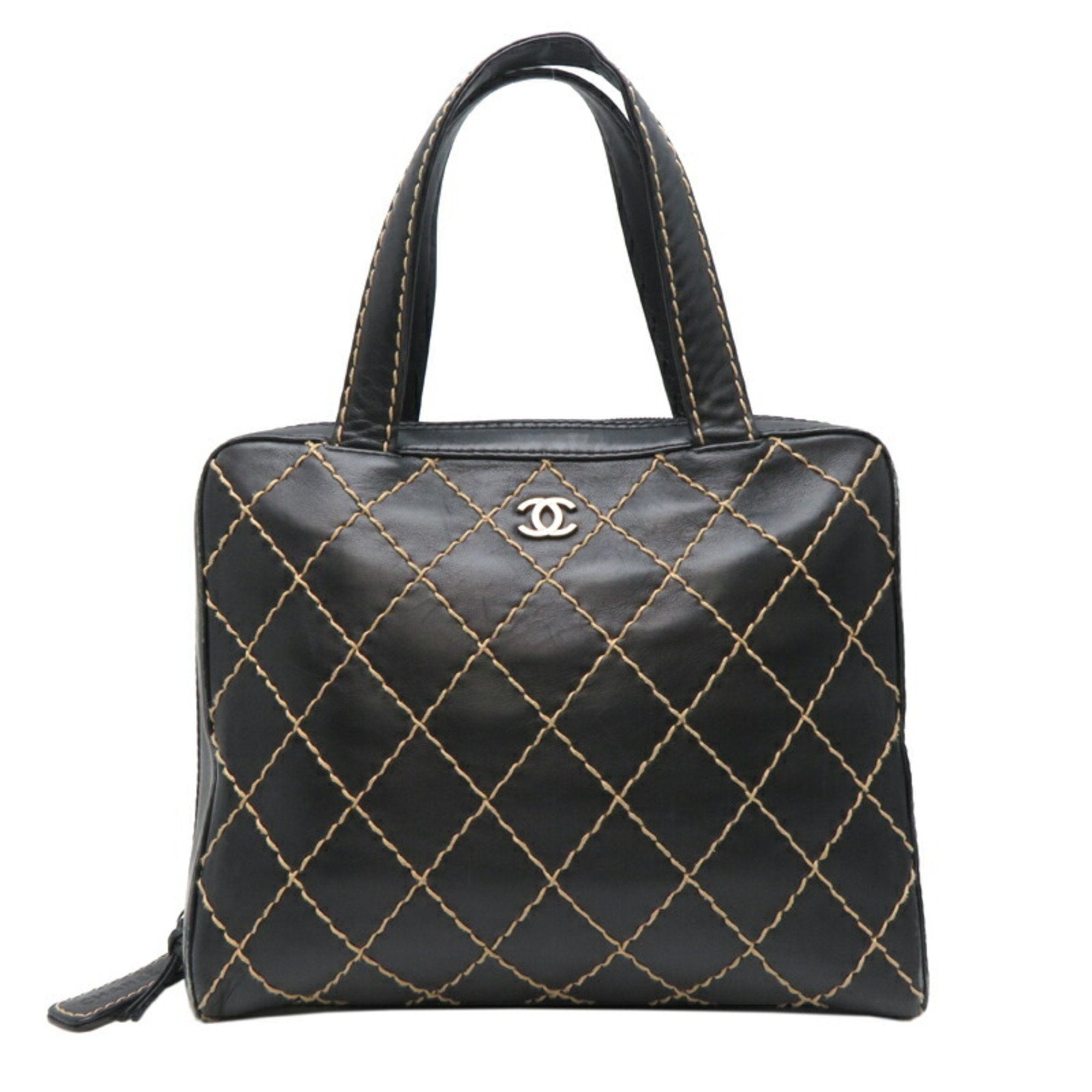 Chanel Elegant Leather Wild Stitch Bag with Dust Bag