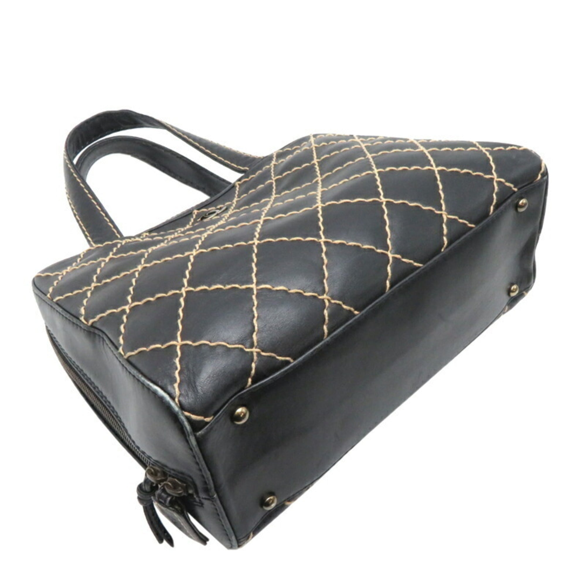 Chanel Elegant Leather Wild Stitch Bag with Dust Bag