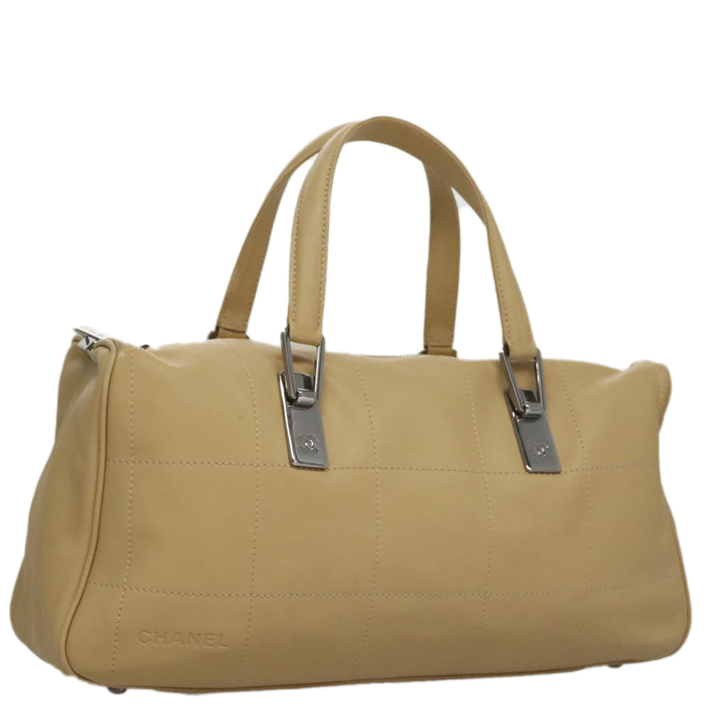 Chanel Quilted Leather Boston Bag Beige