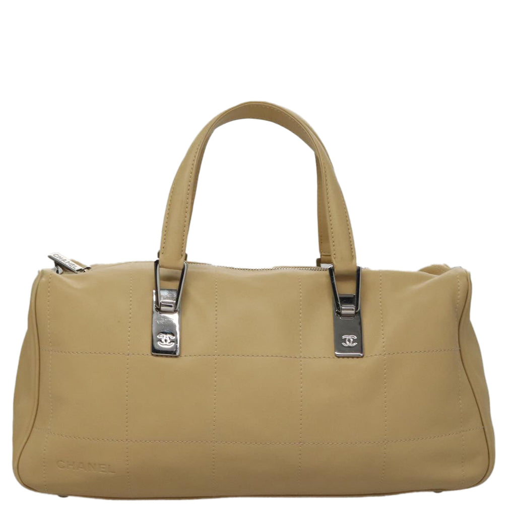 Chanel Quilted Leather Boston Bag Beige