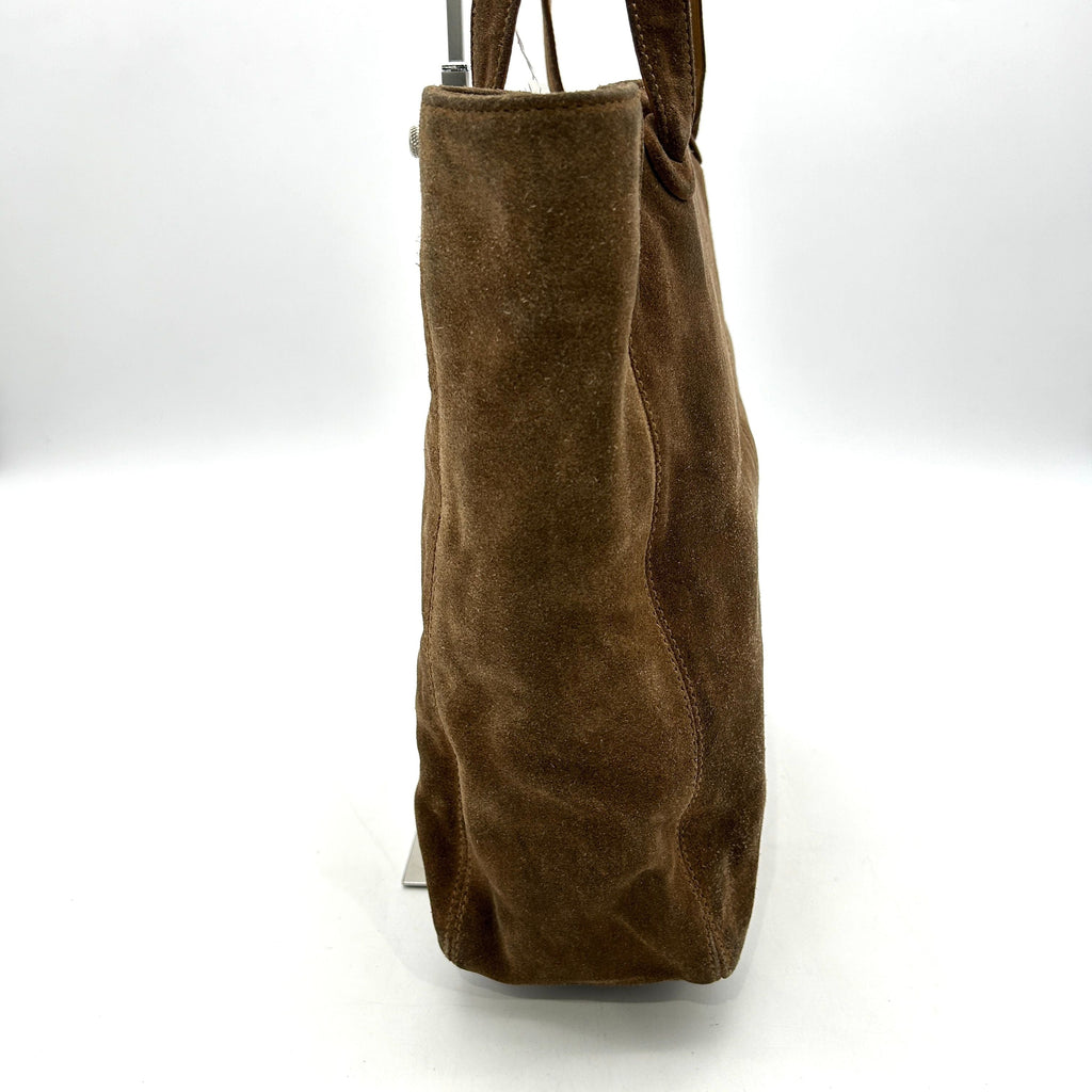 Pre-owned Chanel Brown Suede CC Logo Shopper Tote Bag ch8865bg