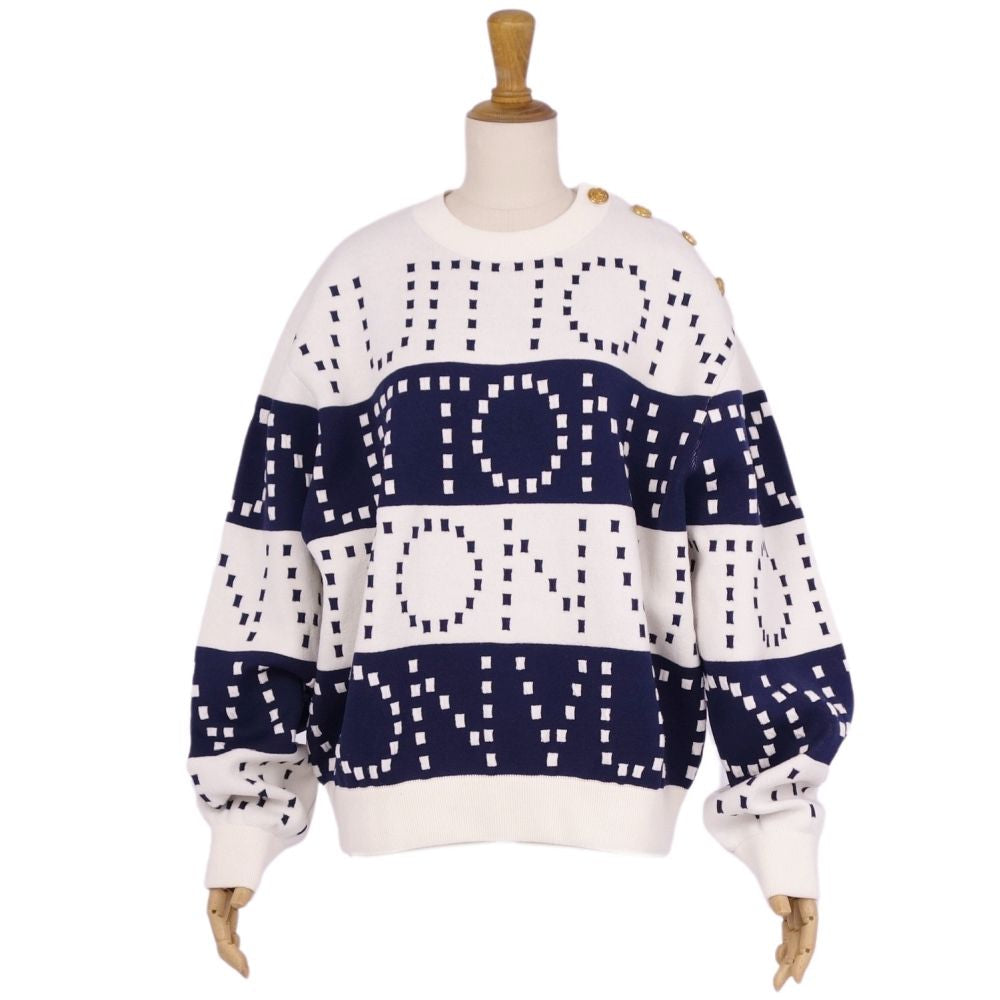 Louis Vuitton e 22SS   Chunky Strip Wool Tops  Made in Italy L White/Navy  Nitted
