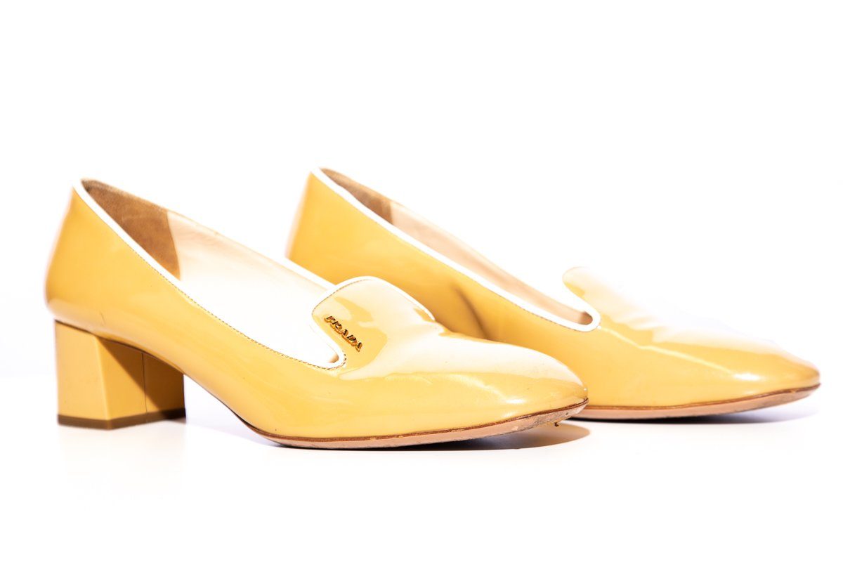 Prada Beige Patent Leather Loafers SZ 38