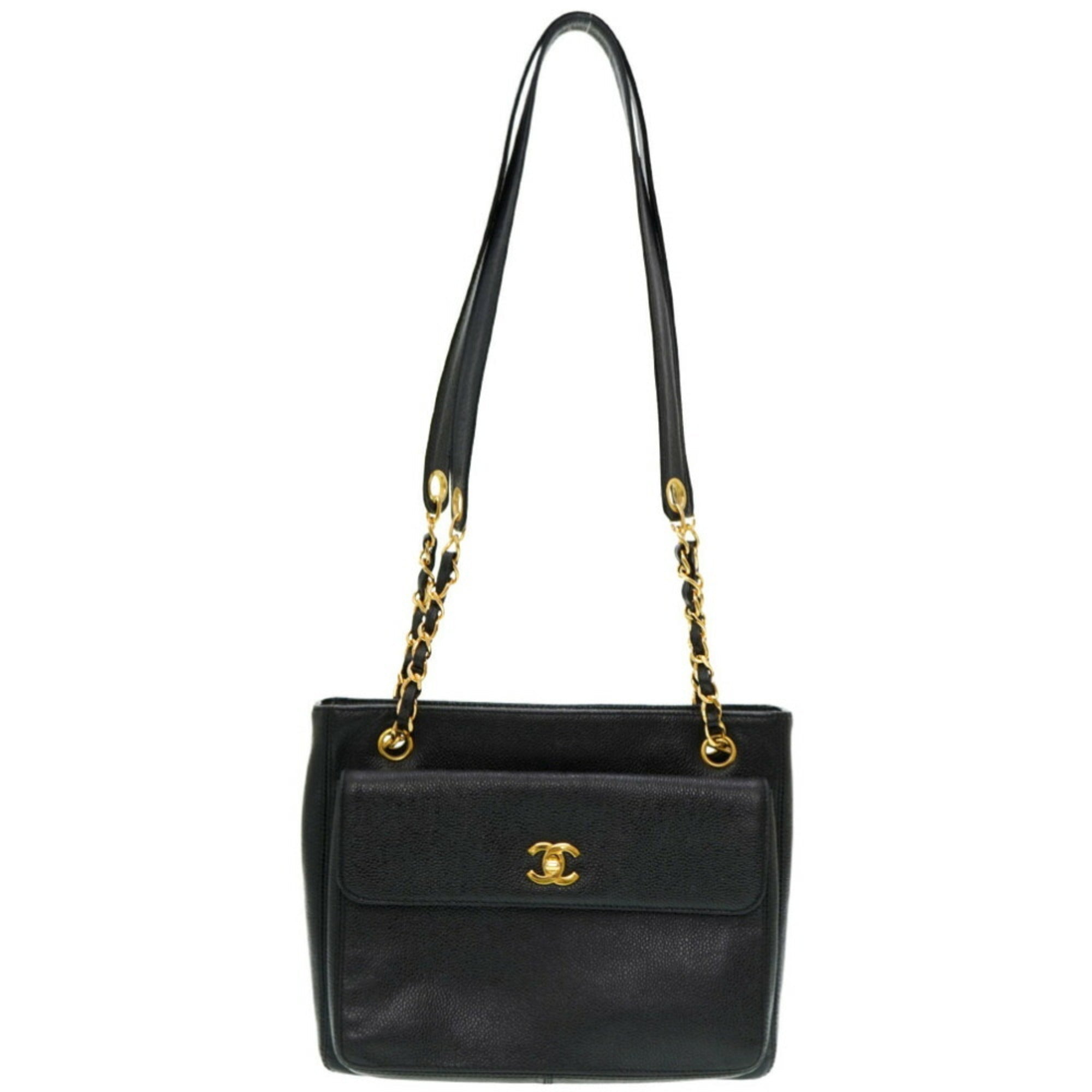 Chanel Black Caviar Leather Shoulder Bag
