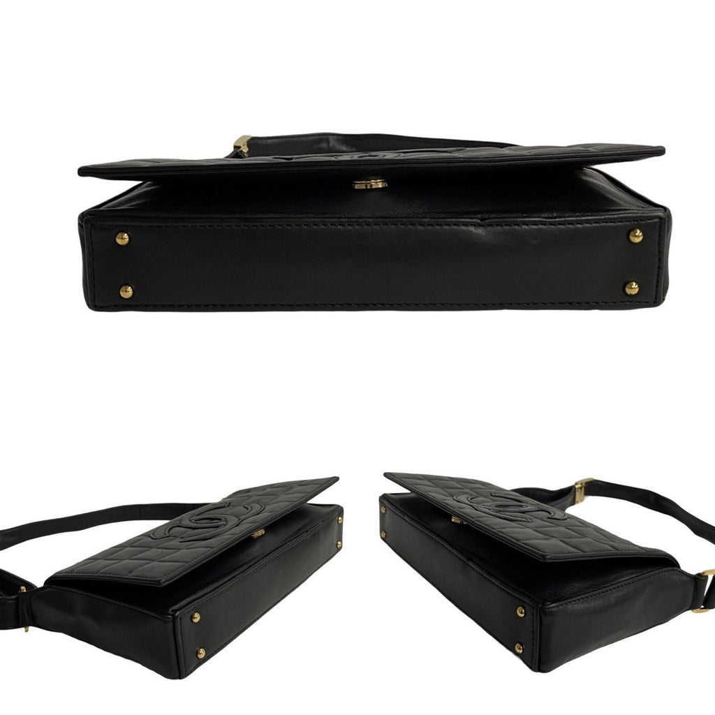Chanel Quilted Leather Shoulder Bag Black Lambskin