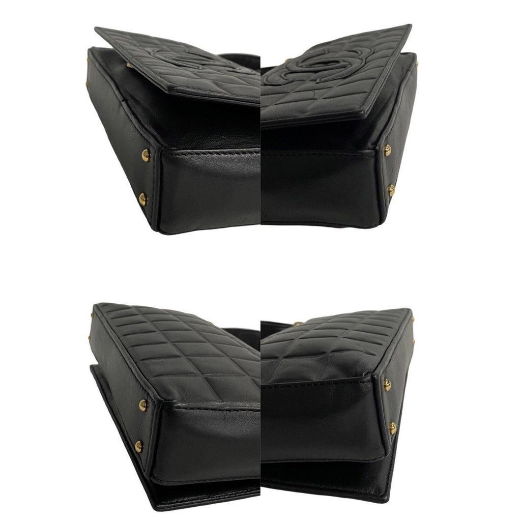 Chanel Quilted Leather Shoulder Bag Black Lambskin