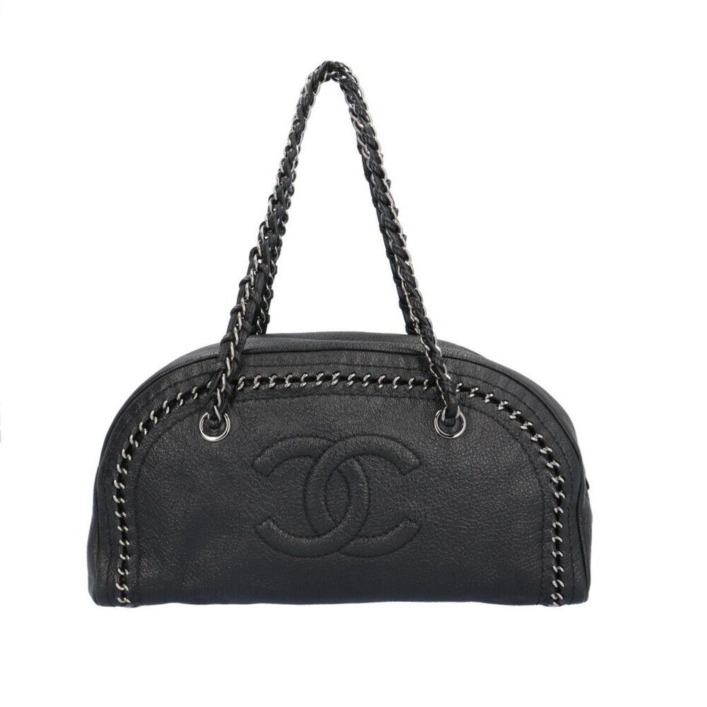 Chanel Chain Bag Black Leather HalfMoon