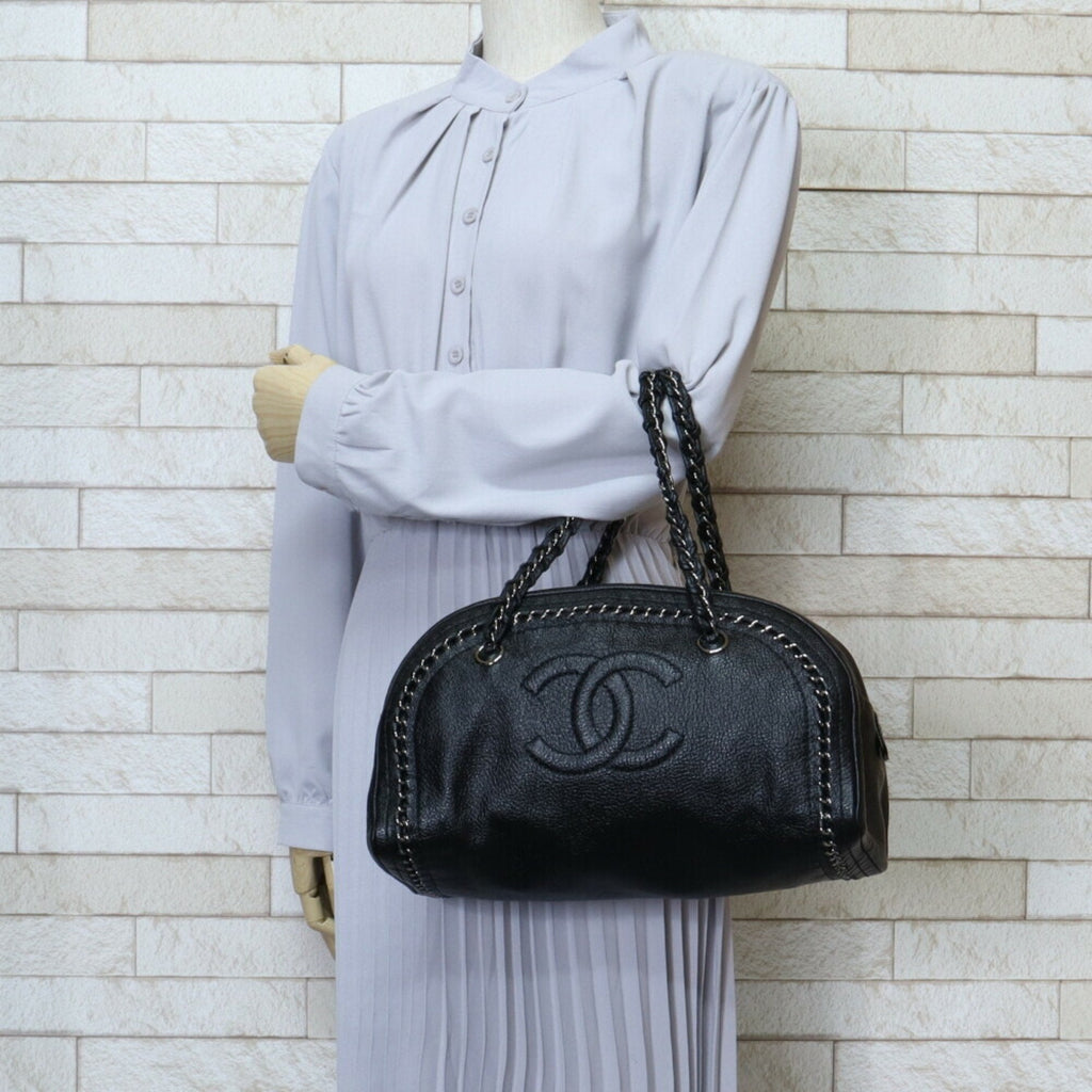 Chanel Chain Bag Black Leather HalfMoon