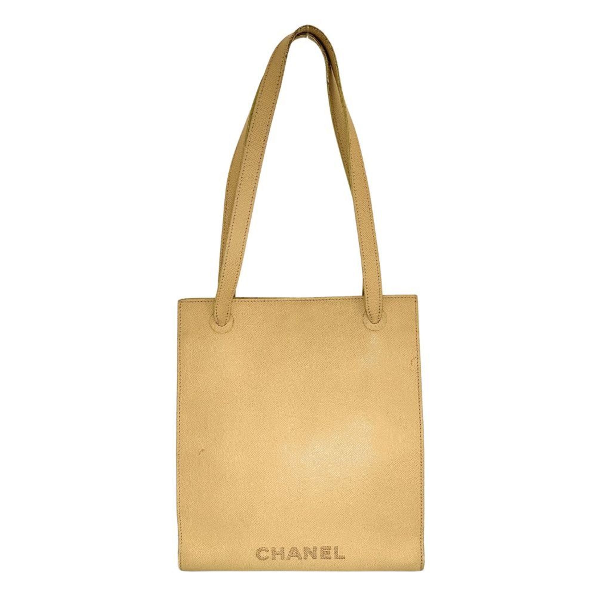 Chanel Classic Tote Bag Beige Leather