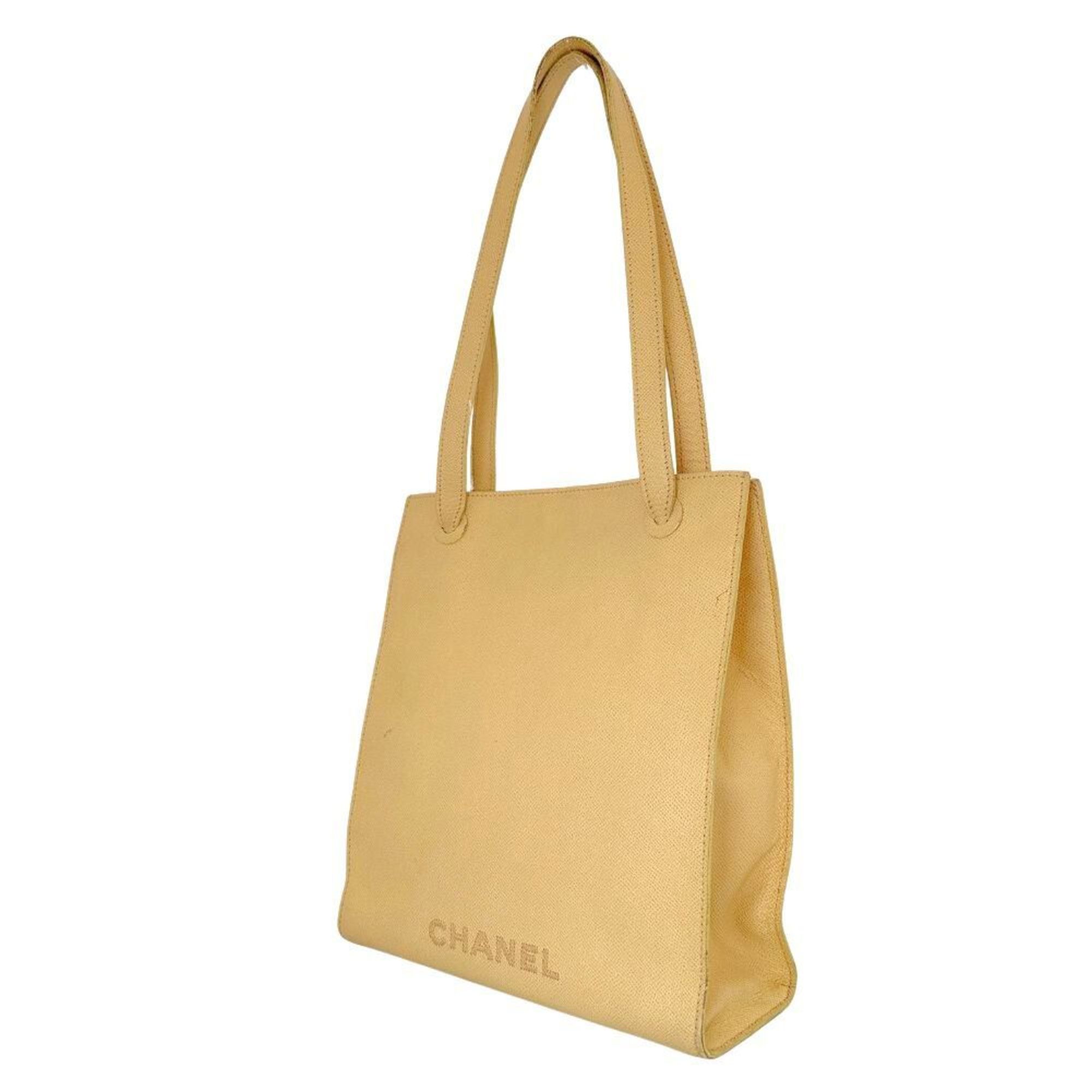 Chanel Classic Tote Bag Beige Leather