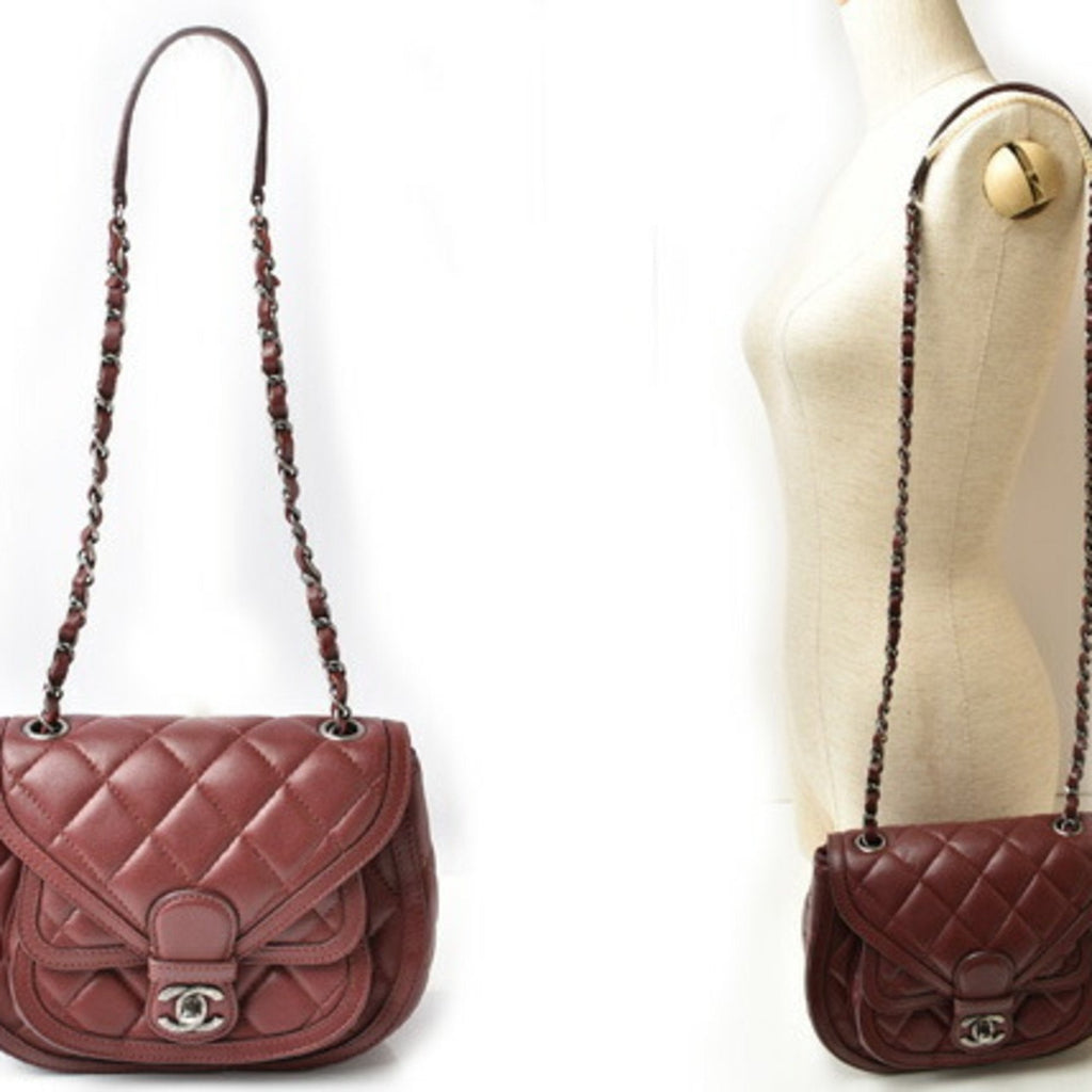 Chanel Quilted Leather Shoulder Bag Burgundy