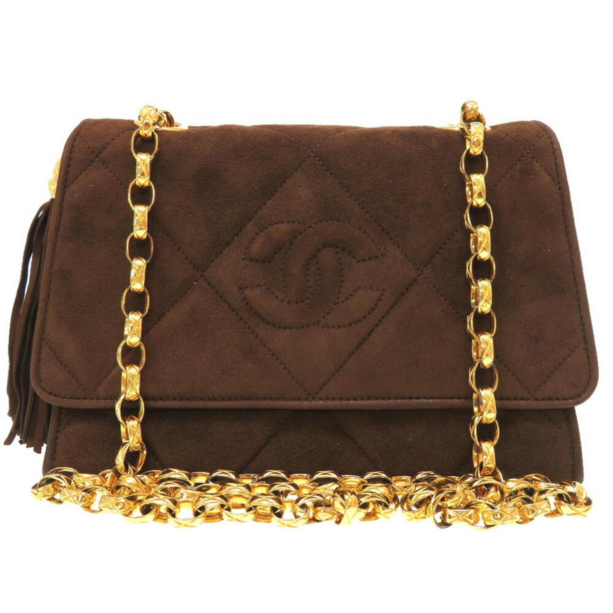 Chanel Vintage Quilted Suede Shoulder Bag
