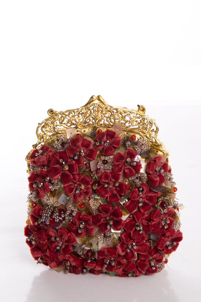 Badgley Mischka Red Mini Frame Clutch
