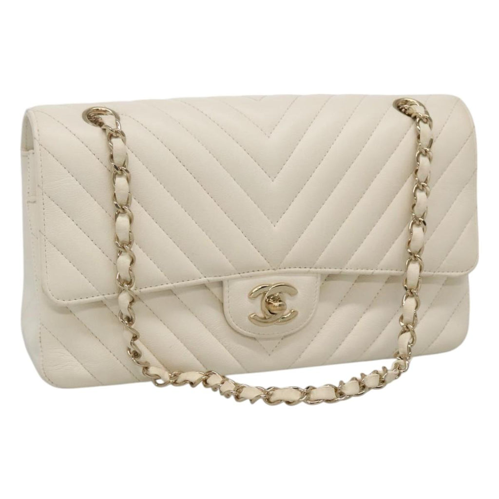 Chanel Double Flap Leather Shoulder Bag with Chain Strap