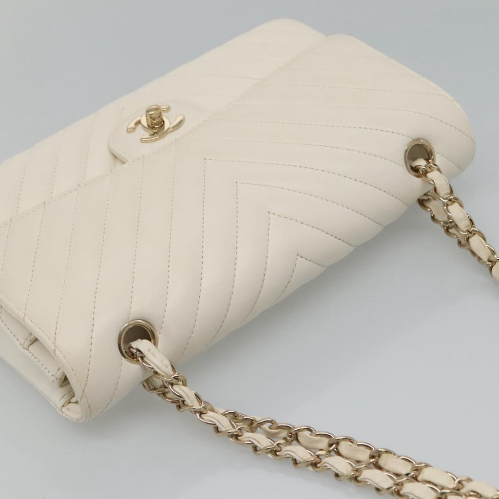 Chanel Double Flap Leather Shoulder Bag with Chain Strap