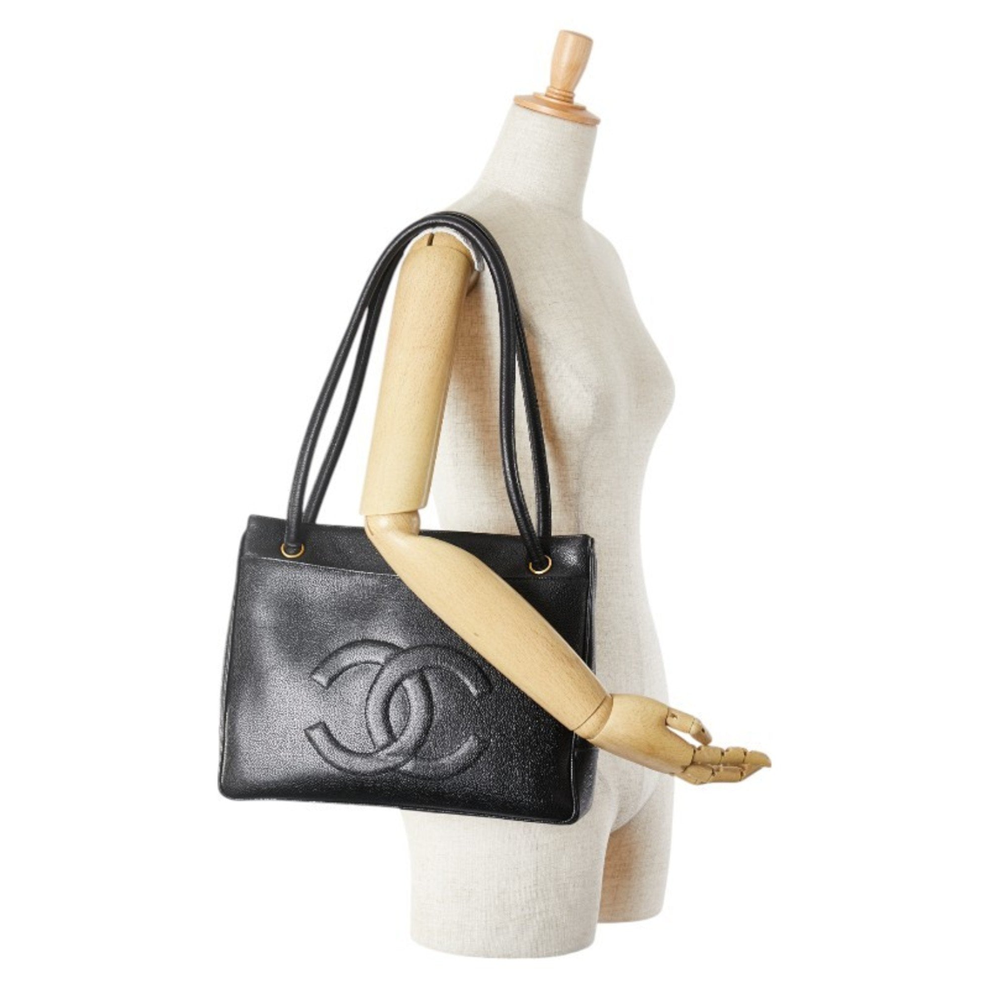 Chanel Leather Logo CC Tote Bag with Metal Fittings