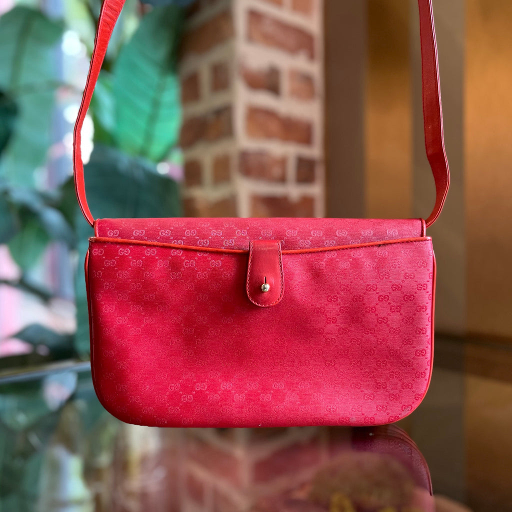 GUCCI Red Micro GG Canvas Vintage Crossbody Bag