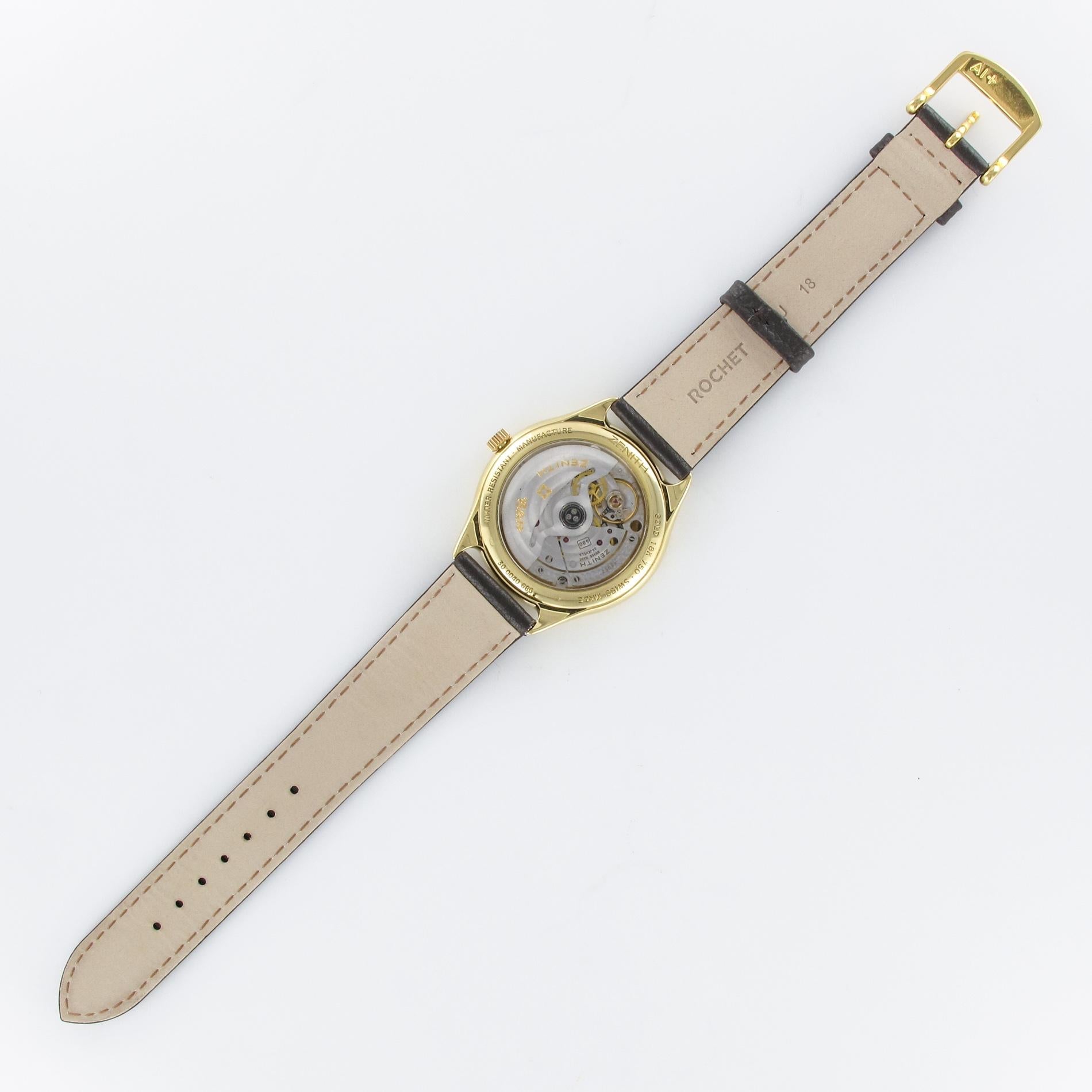 1980s Zenith Elite Automatic 18 Karat Yellow Gold Wristwatch