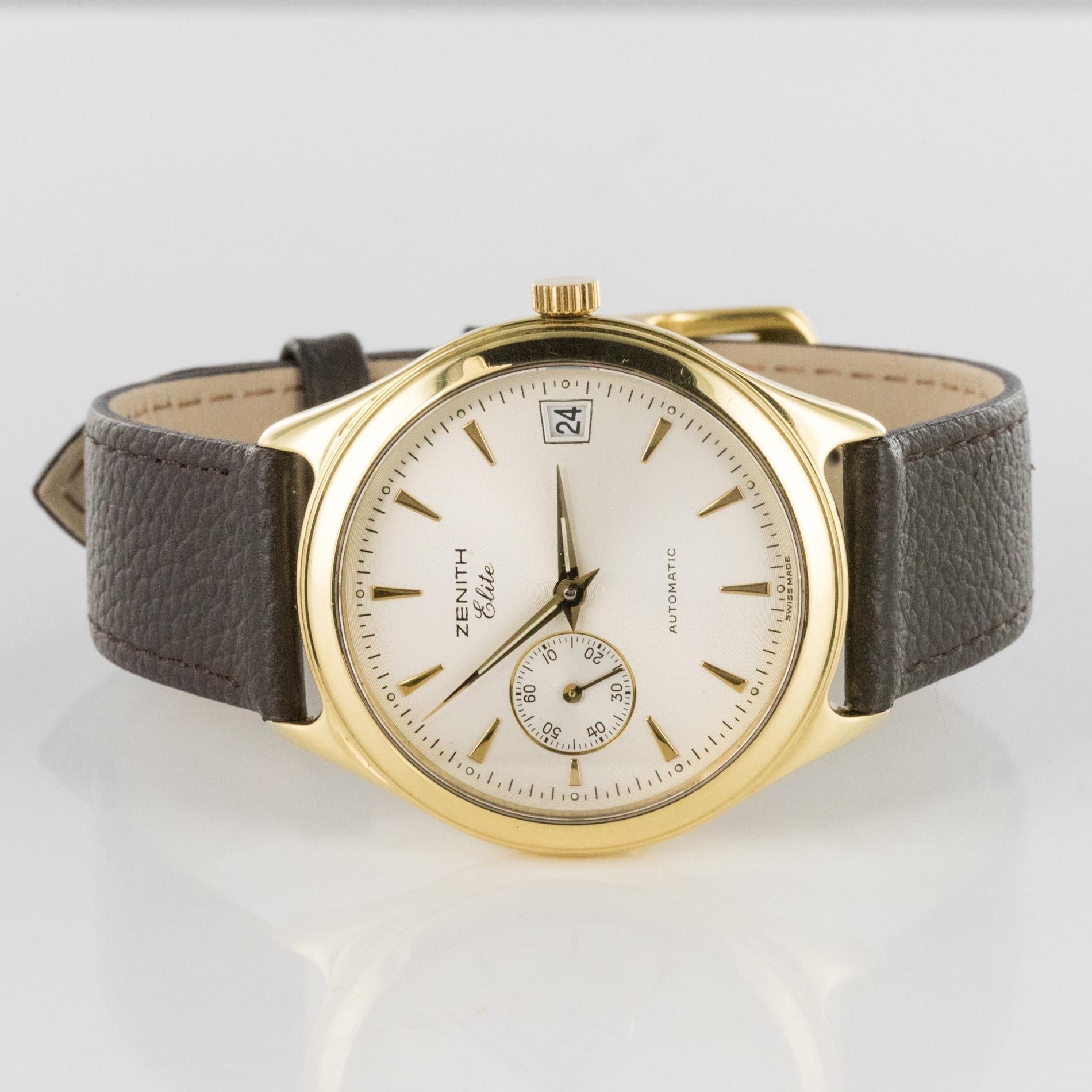 1980s Zenith Elite Automatic 18 Karat Yellow Gold Wristwatch