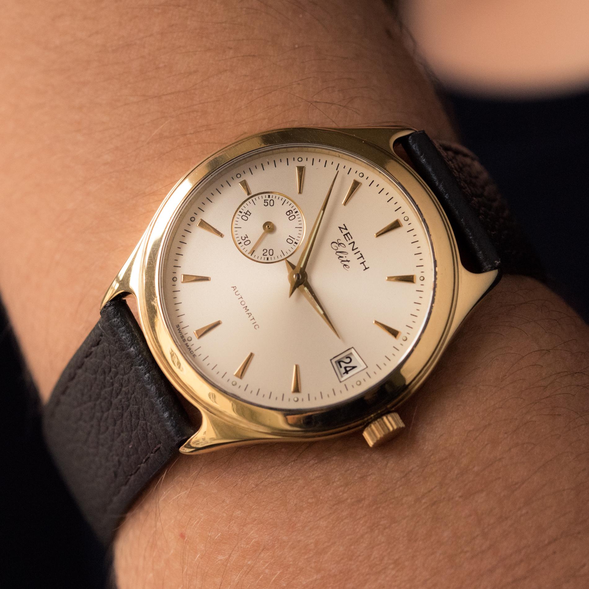 1980s Zenith Elite Automatic 18 Karat Yellow Gold Wristwatch