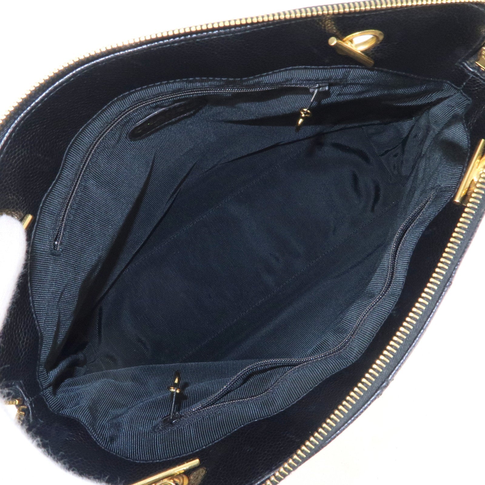 CHANEL Matelasse Caviar Skin Chain Tote Bag Shoulder Bag Black